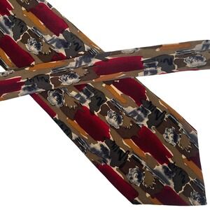 Christopher Reeve Paul Newman One 100% Silk Tie Abstract Paint Splatter Burgundy